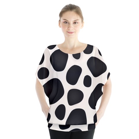 Leoperd-white-black Background Batwing Chiffon Blouse by nate14shop