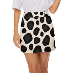 Leoperd-white-black Background Mini Front Wrap Skirt