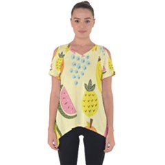 Graphic-fruit Cut Out Side Drop Tee by nate14shop