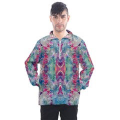 Painted Flames Symmetry Iv Men s Half Zip Pullover by kaleidomarblingart