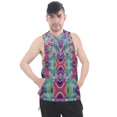 Painted Flames Symmetry Iv Men s Sleeveless Hoodie by kaleidomarblingart