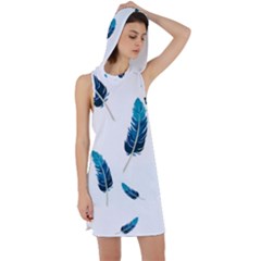 Feather Bird Racer Back Hoodie Dress