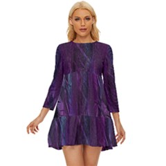 Feather Long Sleeve Babydoll Dress