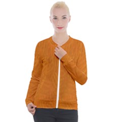 Orange Casual Zip Up Jacket