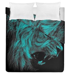 Angry Male Lion Predator Carnivore Duvet Cover Double Side (queen Size) by Jancukart