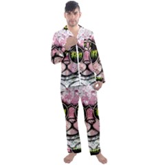 Black-cat-head Men s Long Sleeve Satin Pajamas Set