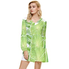 Lemon Clipart Tiered Long Sleeve Mini Dress