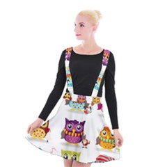 Cartoon-cute-owl-vector Suspender Skater Skirt by Jancukart