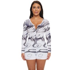 Tattoo-ink-flash-drawing-wolf Long Sleeve Boyleg Swimsuit by Jancukart