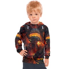 Dragon Fire Fantasy Art Kids  Hooded Pullover by Jancukart