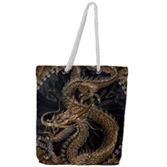 Fantasy Dragon Pentagram Full Print Rope Handle Tote (large) by Jancukart