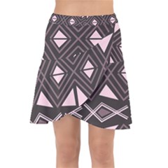 Abstract Pattern Geometric Backgrounds Wrap Front Skirt by Eskimos