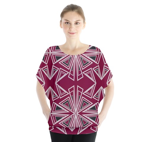 Abstract Pattern Geometric Backgrounds  Batwing Chiffon Blouse by Eskimos