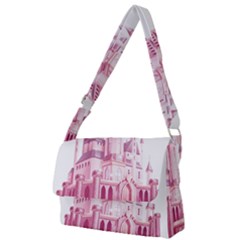 Pink Castle Full Print Messenger Bag (l) by Jancukart