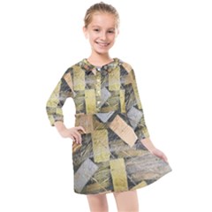 All That Glitters Is Gold  Kids  Quarter Sleeve Shirt Dress by Hayleyboop