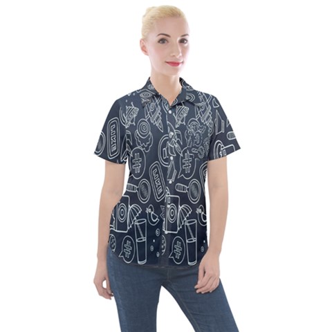 Internet Planet Drinks Women s Short Sleeve Pocket Shirt by artworkshop