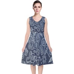 Internet Planet Drinks V-neck Midi Sleeveless Dress  by artworkshop