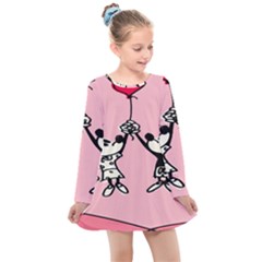 Baloon Love Mickey & Minnie Mouse Kids  Long Sleeve Dress by nate14shop