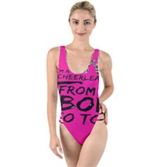 Bow To Toe Cheer Pink High Leg Strappy Swimsuit by nate14shop