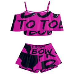 Bow To Toe Cheer Pink Kids  Off Shoulder Skirt Bikini by nate14shop