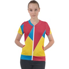 Tri Calor Background-color Short Sleeve Zip Up Jacket by nate14shop