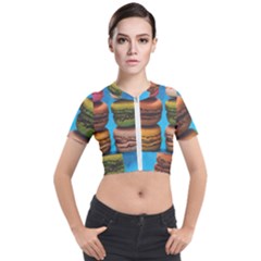 Colorful 0011 Short Sleeve Cropped Jacket by nate14shop