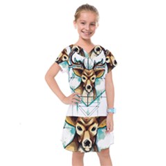 Deer-unicorn-tattoo-drawing-vector-watercolor Kids  Drop Waist Dress