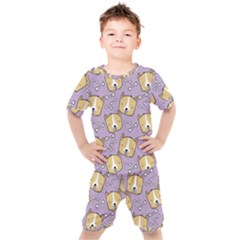 Corgi Pattern Kids  Tee And Shorts Set by Sudhe