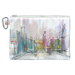 Drawing-watercolor-painting-city Canvas Cosmetic Bag (xl)