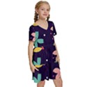 Colorful Floral Kids  Short Sleeve Tiered Mini Dress View3