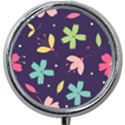 Colorful Floral Mini Round Pill Box View1