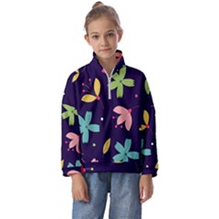 Colorful Floral Kids  Half Zip Hoodie by hanggaravicky2