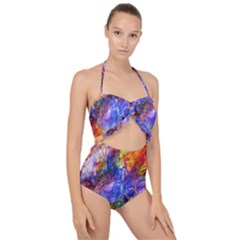 Abstract Colorful Artwork Art Scallop Top Cut Out Swimsuit by artworkshop