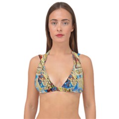 Colorful Structure Double Strap Halter Bikini Top