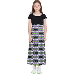 Hackers Town Void Mantis Hexagon Agender Nine 9 Stripe Pride Flag Kids  Flared Maxi Skirt by WetdryvacsLair