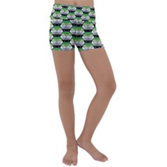 Hackers Town Void Mantis Hexagon Aromantic Pride Flag Kids  Lightweight Velour Yoga Shorts by WetdryvacsLair