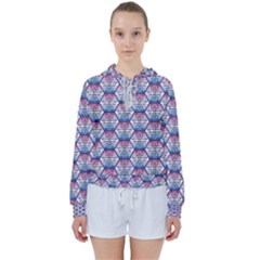 Hackers Town Void Mantis Hexagon Bigender Seven 7 Stripe Pride Flag Women s Tie Up Sweat by WetdryvacsLair