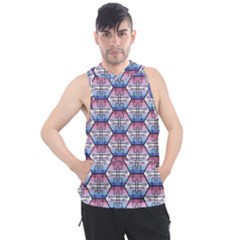 Hackers Town Void Mantis Hexagon Bigender Seven 7 Stripe Pride Flag Men s Sleeveless Hoodie by WetdryvacsLair