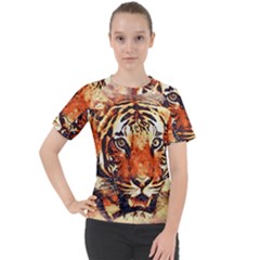 Tiger-portrait-art-abstract Women s Sport Raglan Tee