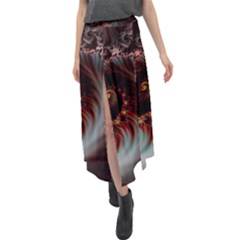 Digital-fractal-fractals-fantasy Velour Split Maxi Skirt by Jancukart