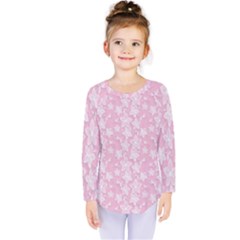 Pink-floral-background Kids  Long Sleeve Tee