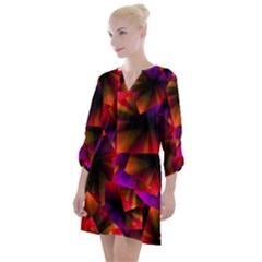 Squares Motif Geometric Pattern Open Neck Shift Dress by dflcprintsclothing