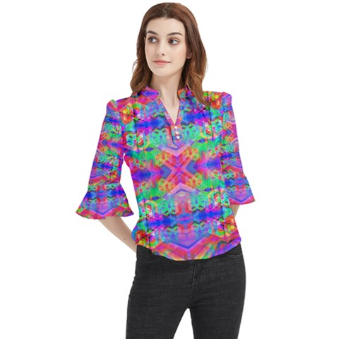 Deep Space 333 Loose Horn Sleeve Chiffon Blouse by Thespacecampers