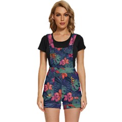 Colorful Flowers Short Overalls by HWDesign