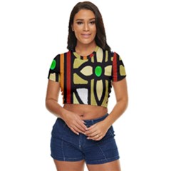 Abstract-0001 Side Button Cropped Tee