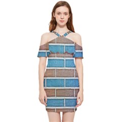 Brick-wall Shoulder Frill Bodycon Summer Dress