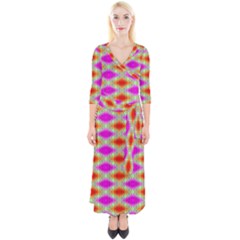 Twisttri Quarter Sleeve Wrap Maxi Dress