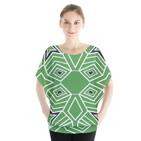 Abstract Pattern Geometric Backgrounds  Batwing Chiffon Blouse by Eskimos