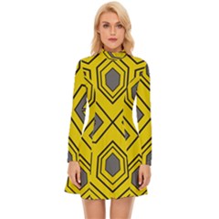 Abstract Pattern Geometric Backgrounds Long Sleeve Velour Longline Dress by Eskimos