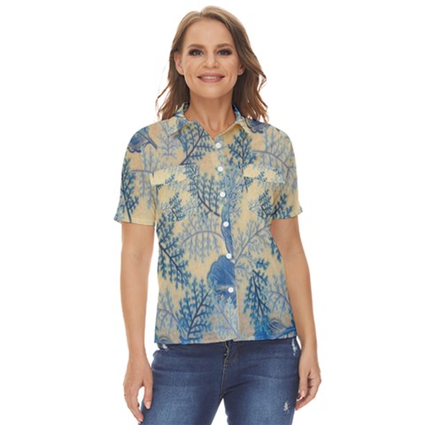 Fabric-b 001 Women s Short Sleeve Double Pocket Shirt by nate14shop